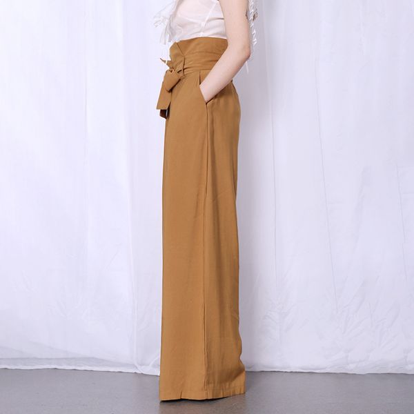 

casual loose women full length pants high waist tunic patchwork ruffle pleated wide leg pant female clothes fashion, Black;white