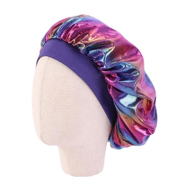

fashion hair bonnet satin silky big bonnet kids children sleep cap headwrap hat 97be, Yellow