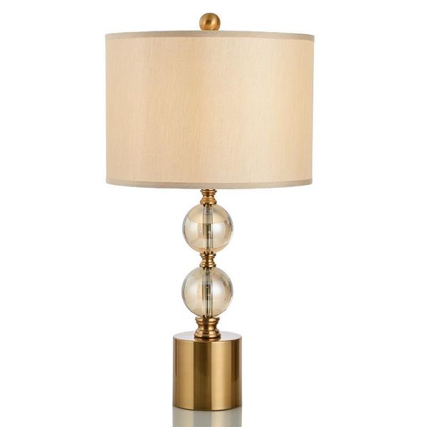 

table lamps american creative crystal ball amber gold lamp living room simple led e27 lighting fabric lampshade metal desk