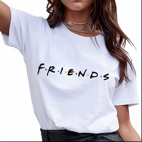 

friends tv letters printed 2019 new arrival womens tee shirt harujuku kawaii t shirt o neck friends tshirt women, White
