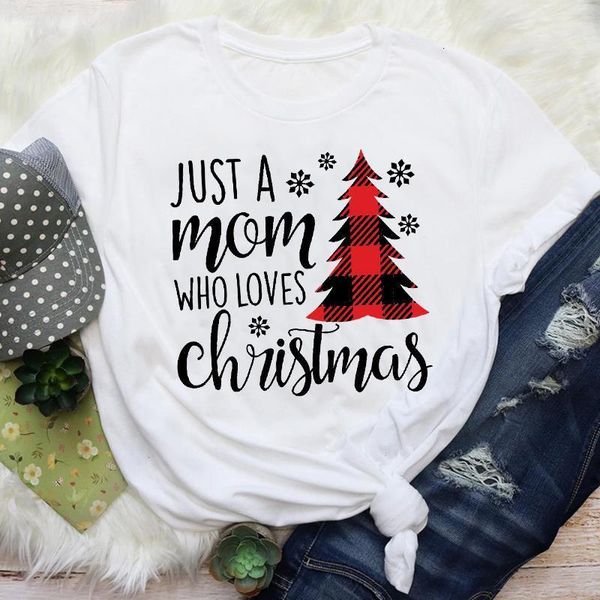 

women printing clothing plaid mom life fashion merry christmas print lady female graphic tees clothes t shirt t-shirt, White