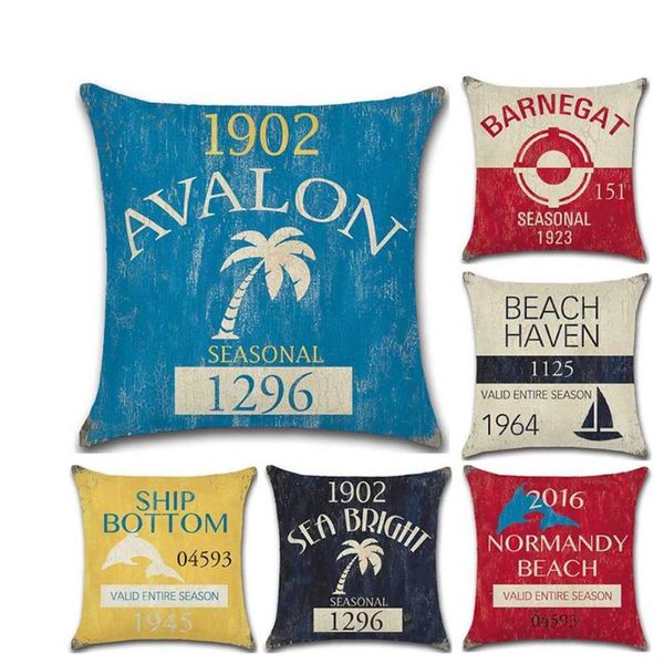 

cushion/decorative pillow coast badge series retro cushion cover linen sofa decorative case 45*45cm