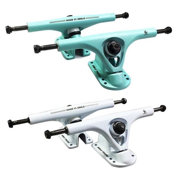 

skateboarding geele 4pcs 7.25 inch universal replacement durable aluminum alloy longboard trucks set skateboard parts,green & silver