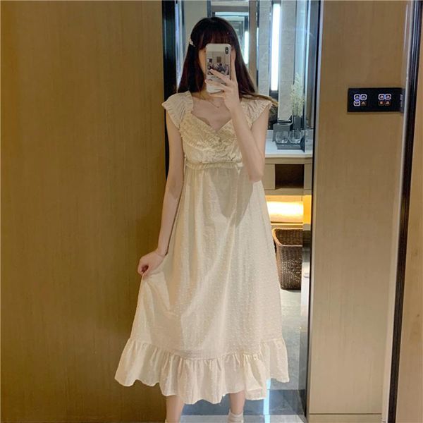 

women's sleepwear spot wave point nightgown, Black;red