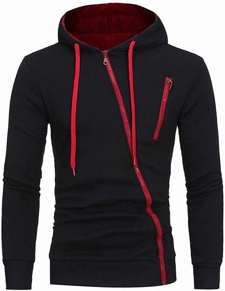 

men's full-zip hooded sweatshirt novelty long sleeve pullover hoodie casual hipster gym drawstring winter outwear h3e2#, Black