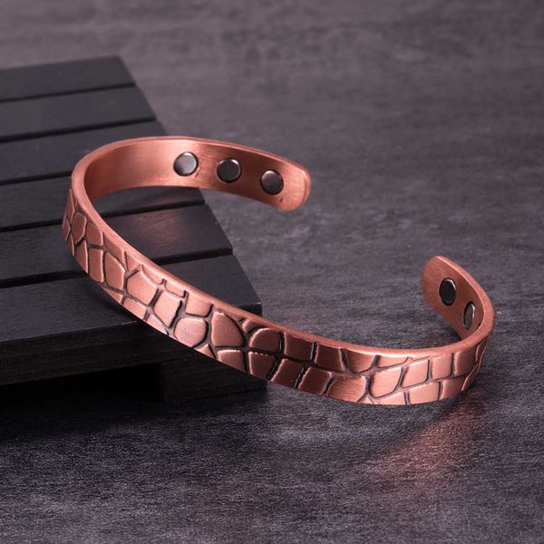 

adjustable copper magnetic bracelet for women men cuff vintage crackle pure copper magnetic bracelet arthritis bangle male q0717, Black