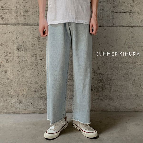 

2021 new men's wide leg baggy homme cargo pocket jeans male loose blue color casual pants biker denim trousers plus size -2xl moas