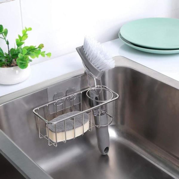 

leanna kitchen stainls steel sponge rack two in one drain rack