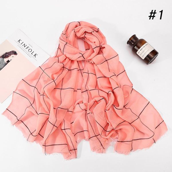 

scarves turban checked striped cotton and linen scarf hair women, Blue;gray