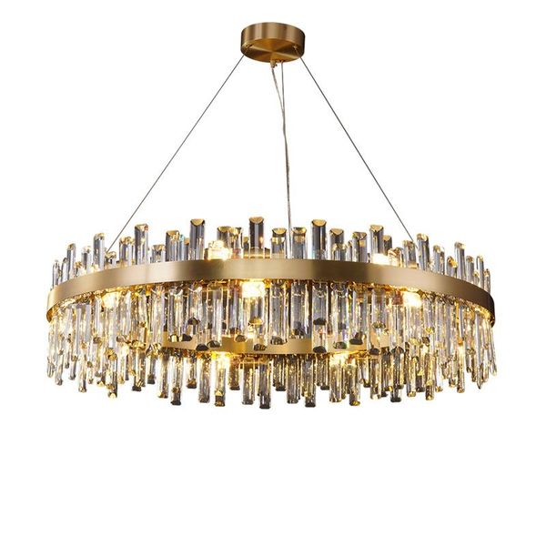 

chandeliers led postmodern golden chrome silver round oval crystal chandelier lighting suspension luminaire lampen for dinning room
