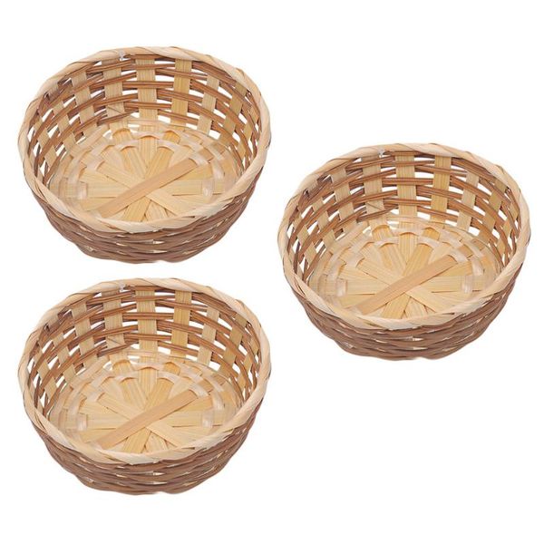 

storage baskets 3pcs bamboo braided household fruit food serving basket