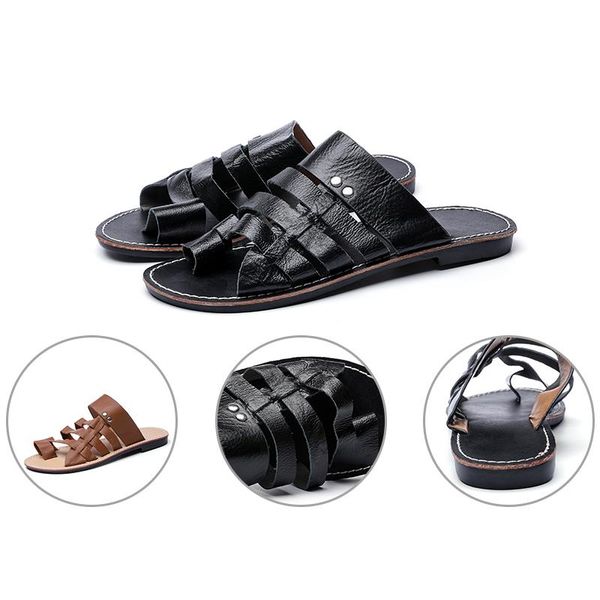 

sandals summer women's cecilia adjustable strap sandal-leather flat, Black