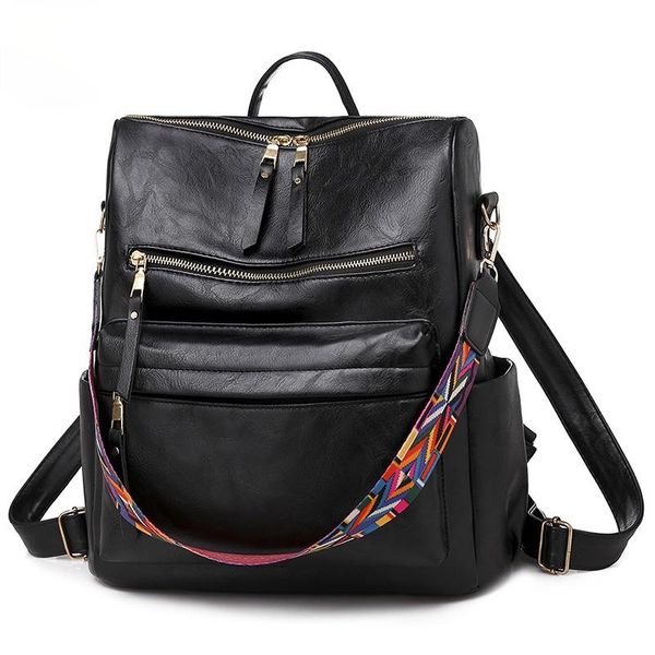 

backpack women purse waterproof nylon pu leather rucksack lightweight school shoulder traval bag