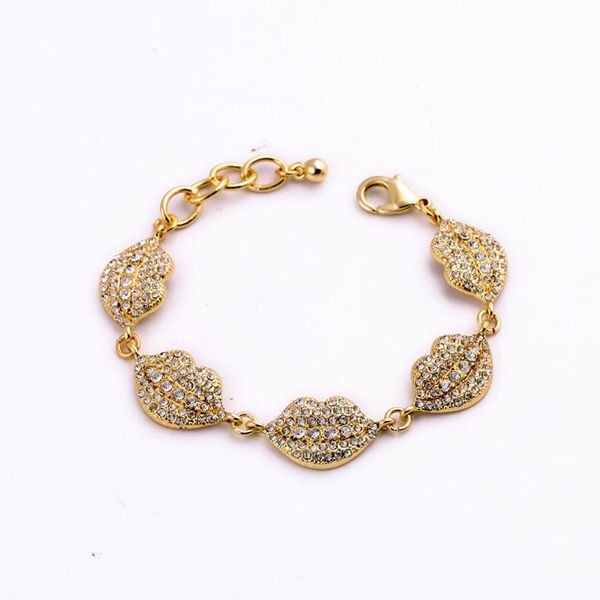 

charm bracelets friend party trendy bracelet gold color italian fashion flashing diamante mouth, Golden;silver