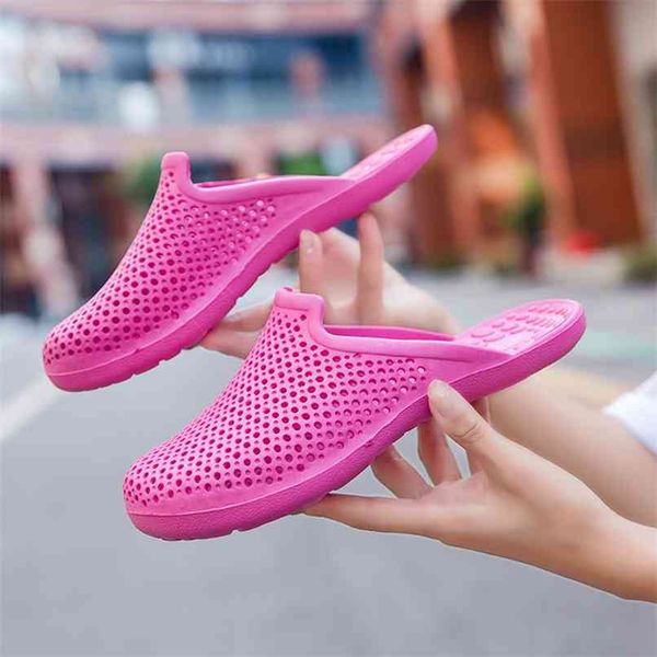 

fashion breathable shoes clogs women sandals ladies beach hollow out casual outdoor waterproof slippers flats 210903, Black