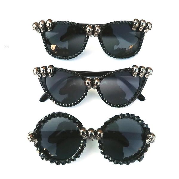 

sunglasses women gothic black cat eye skull rhinestone gorgeous cateye ladies round sun glasses drop vintage eyewear, White;black
