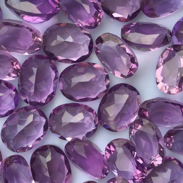 

other 5piece amethyst natural loose gemstone oval faceted 7x9mm bead for inlaid silver 925 jewelry ring necklace diy icnway