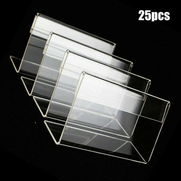 

frames 25pcs 4*7cm acrylic l-shaped price tag display holder rack label stands tool for sign stands, poster racks, clips, utility poles