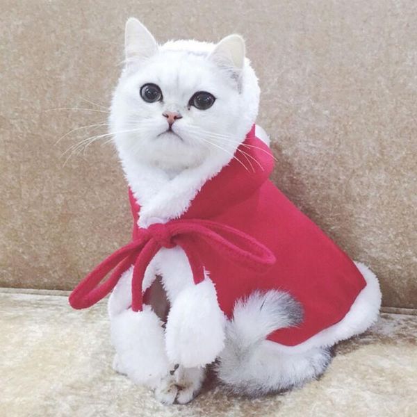 

cat costumes christmas pet clothes cute solid color and dog shawl cloak