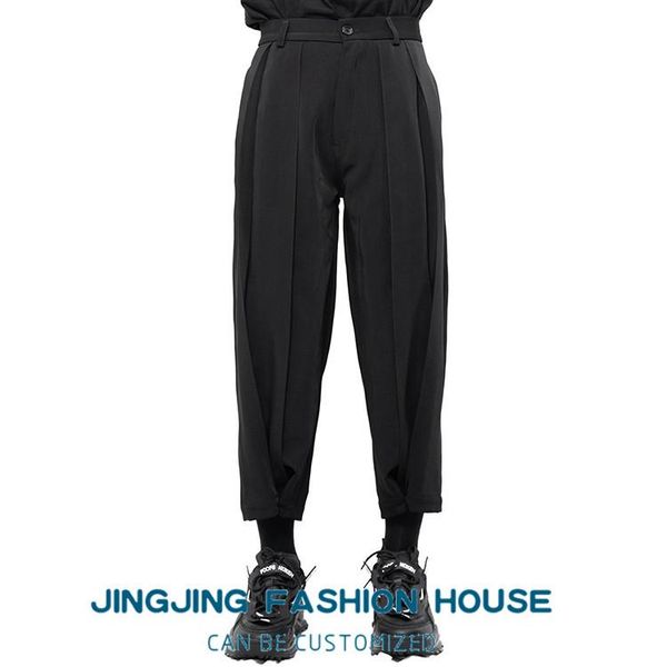 

men's pants s-6xl2021 casual nine cent closed small foot pleated black