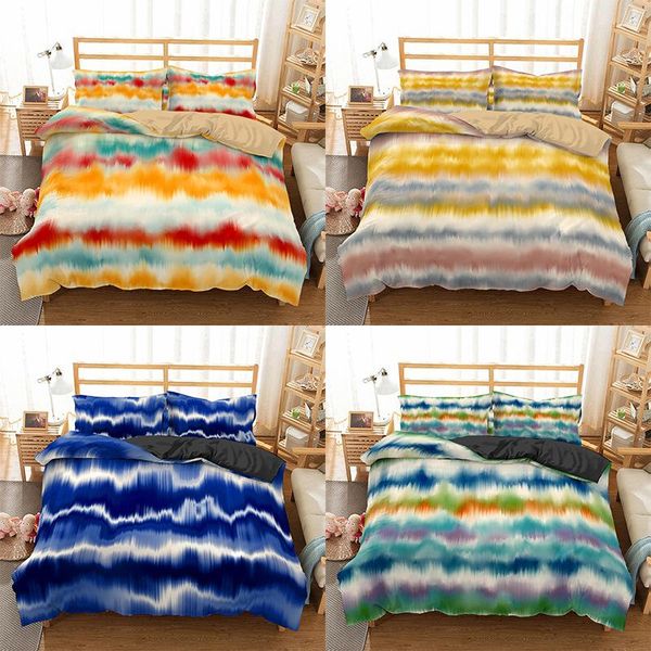 

bedding sets fashion high end tie dyeing design 3d duvet cover+pillowcase single twin  king bed set