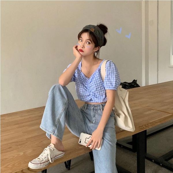 

women's jeans 2021 autumn korean style loose all-match high waist, Blue