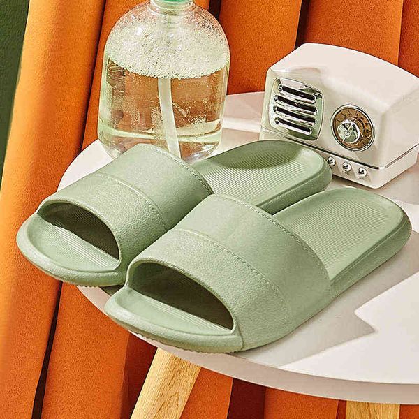 

l bathroom home slippers women summer indoor slides soft bottom bath non-slip light sandals couple flip flop platform y220214, Black