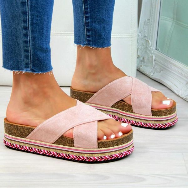 

slippers women shoes summer platform flops female casual mid-heel soft bottom comfort outdoor beach slides ladies indoor, Black