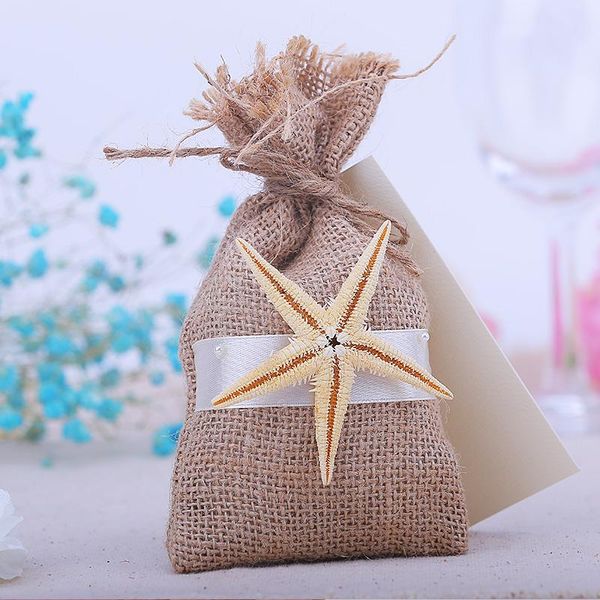 

gift wrap 16x9cm rustic small natural burlap starfish linen favor bags jute hessian wedding pouch candy