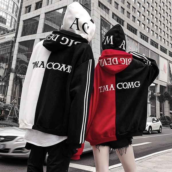 

april momo men letter embroidery hoodies sweatshirts thick warm hoody headwear hoodie hip hop streetwear pullovers men 201112, Black