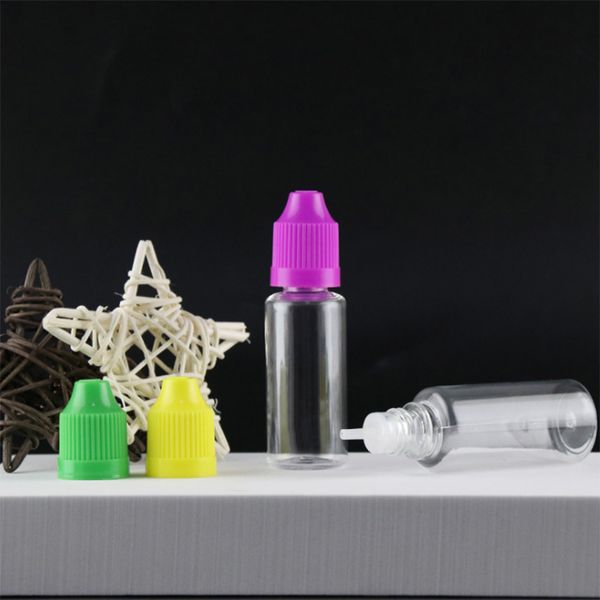 Bottiglie vuote da 20 ml PET E-Liquid E Juice Oil Bottiglia di plastica con tappi a prova di bambino a punta lunga e sottile