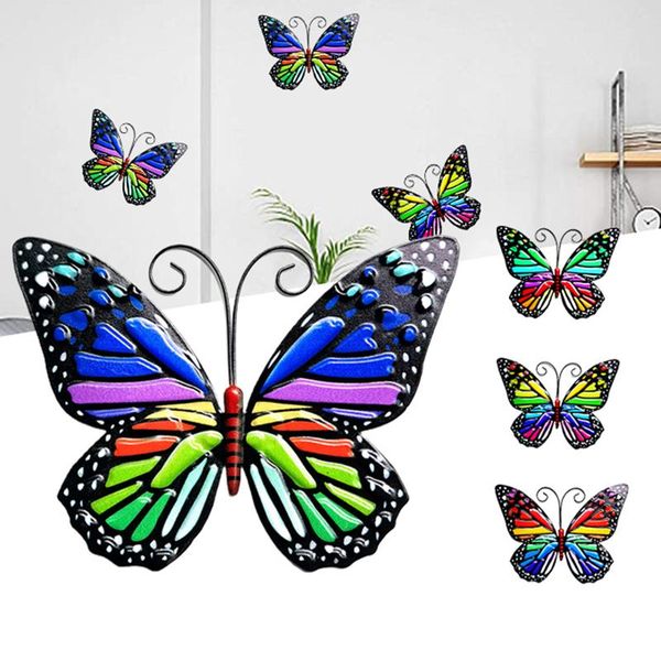 

decorative objects & figurines wrought iron butterfly wall decor simulation insect ornament garden art metal hanging pendant for indoor outd