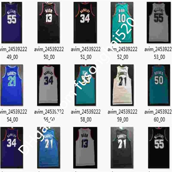 

retro men charles 34 barkley shirts grant steve 13 nash kevin 21 garnett 33 hill ason 55 williams mike10 bibby 50 reeves basketball jersey, Black;red