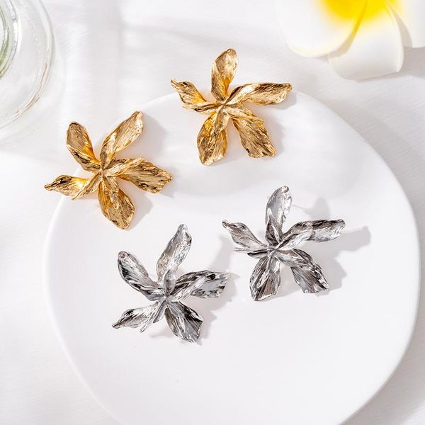 

dangle & chandelier statement fashion bohemian stainless steel earrings metal flower gold and silver color for women punk jewelry 2021