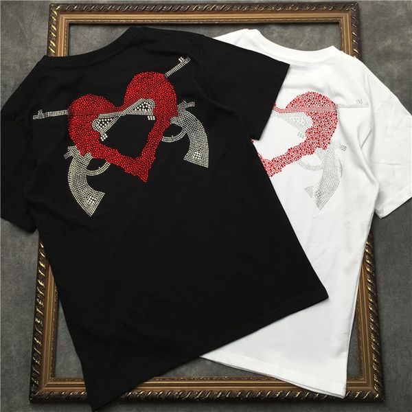 

2021 new barrett men's short-sleeved t-shirt un through heart pattern women t shirts|streetwear 2191001594 gsob, White;black