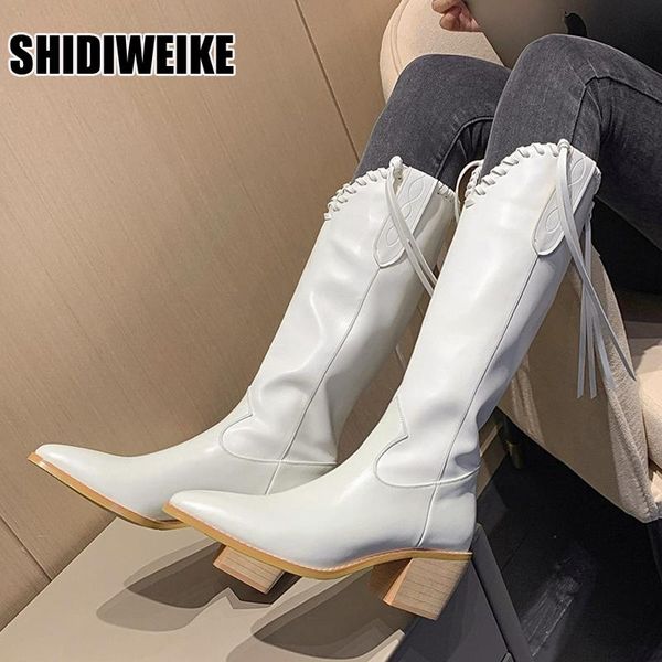 

boots genuine leather tassel western cowboy for women cowgirl low heels shoes winter zapatos de mujer vc1866, Black