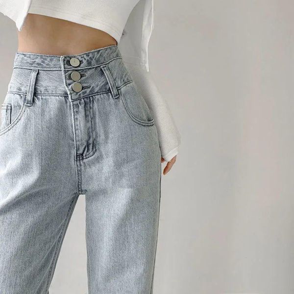 

women's jeans y2k style european and american loose street girl high waist pants 2021 fashion slim retro straight wide leg women, Blue