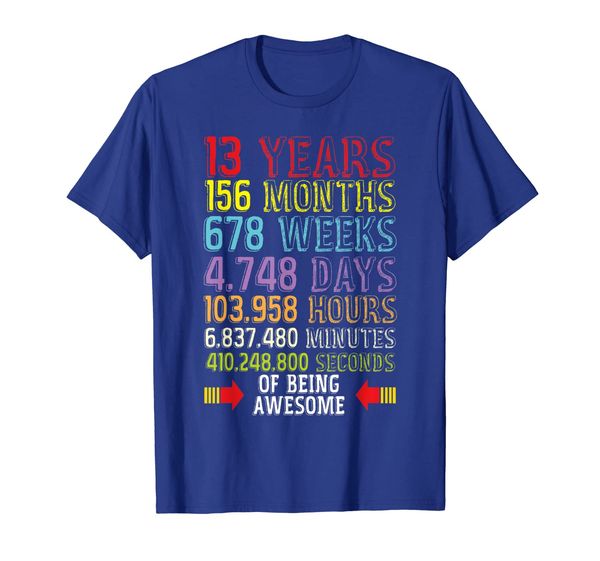 

13th Birthday T-Shirt Awesome Retro Vintage 13 years Old, White;black