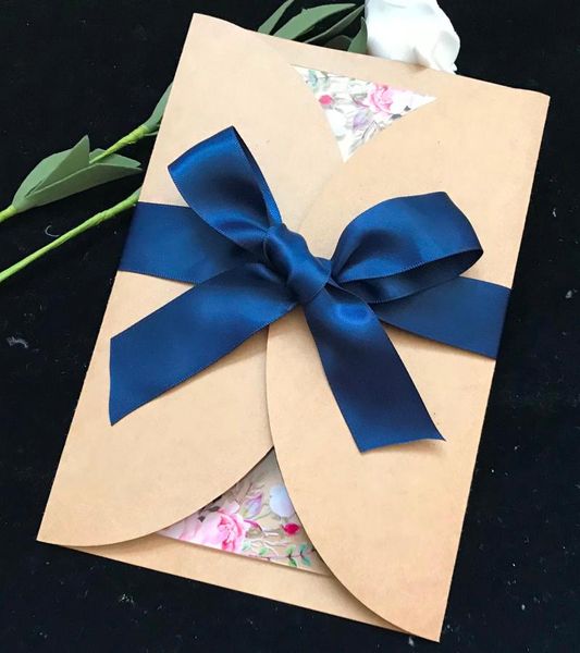 

kraft paper envelope with ribbon for acrylic wedding invitations,10pcs design acrylic invites,custom invitations