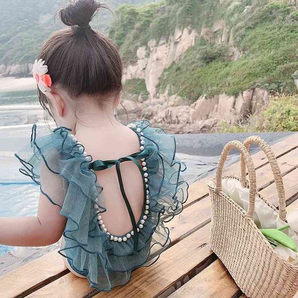 

summer arrival girls fashion swimwear kids backless s 210528, Black