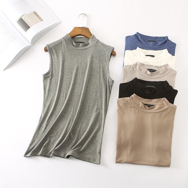 

new casual t-shirt women summer sleeveless t shirt women tshirt turtleneck womens clothing poleras de mujer d170, White