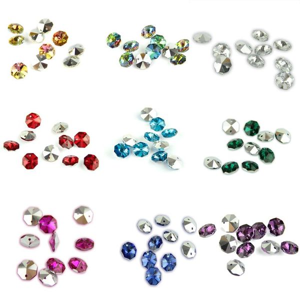 

50pcs/lot 14mm octagon beads 2 holes silver plated bottom strand hanging diamond bead for diy news