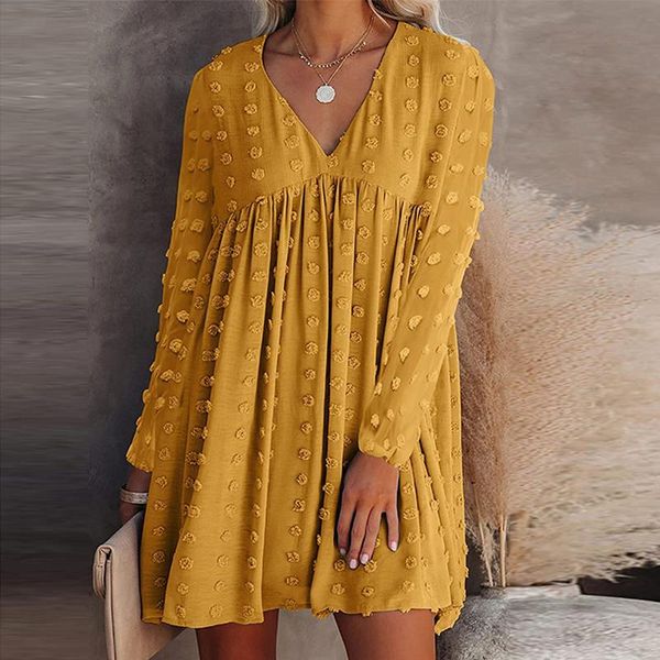 

casual dresses elegant dress women's fashion high waist solid color v-neck jacquards long sleeve streewear female vestidos, Black;gray