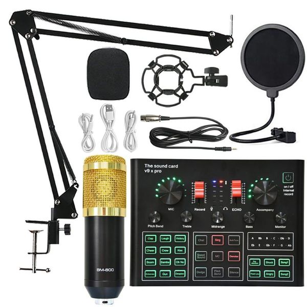 

smart home control bm800 condenser microphone sound card v9x pro mixer live broadcast recording set mic phone k song computer karaoke sing