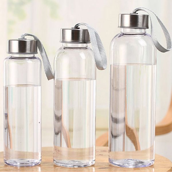 

300ml 400ml 500ml new outdoor sports portable water bottle plastic transparent round leakproof travel carrying for children studen drinkware