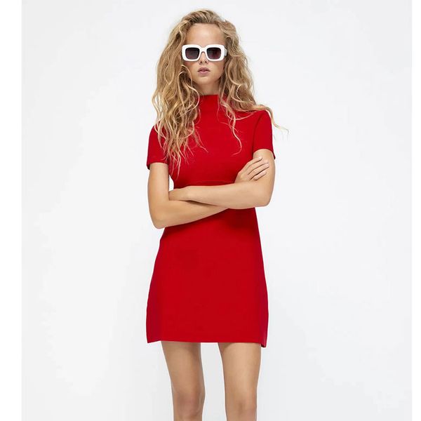 

casual dresses female fall dress , short sleeve, turtleneck, base, thick, 08 ux8d, Black;gray