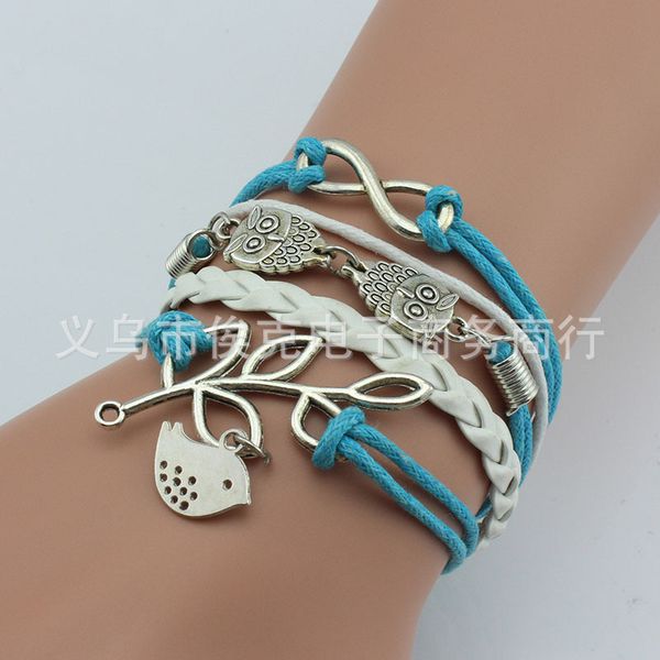 

new style men weaving 2021 multilayer rope leather bracelet whosale, Black