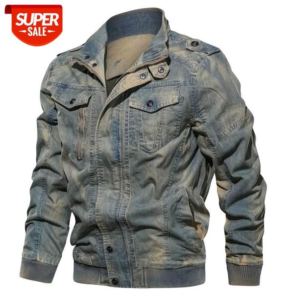 

new 2020 military tactical jackets men plus size 6xl army cargo denim jeans jackets coats jaqueta masculina solid bomber coat #3g9u, Black;brown