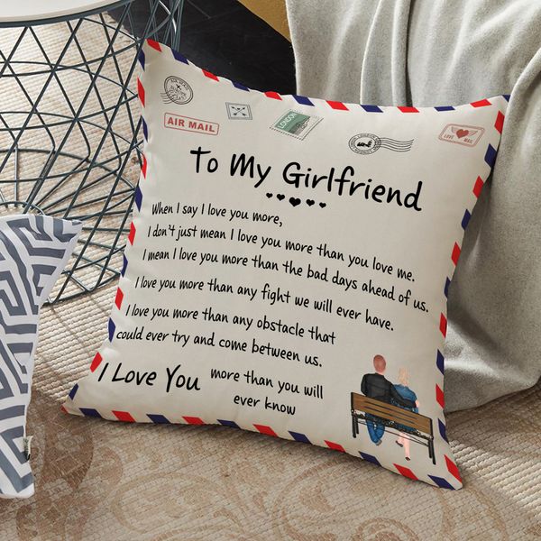 

air mail letter peachskin pillow case to my daughter son decorative throw pillowcase home cushion pillow cover anniversary gift