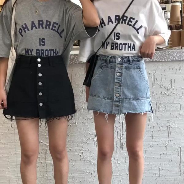 

women's shorts 2021 summer korean version of anti-fade single-breasted jeans skirt, all-match age-reducing niche design sense female, White;black